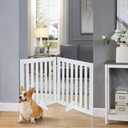 unipaws 24”H Free Standing Pet Gate for Dog Cat, 40”Wide Wooden Dog Gates