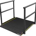 Ruedamann 36" L x 36" W Aluminum Wheelchair Ramp with Handrails, Non-Slip | Extra-Wide Platform, Dual Handrails, Ground Pins Included, For Home Steps & Doorways, Black