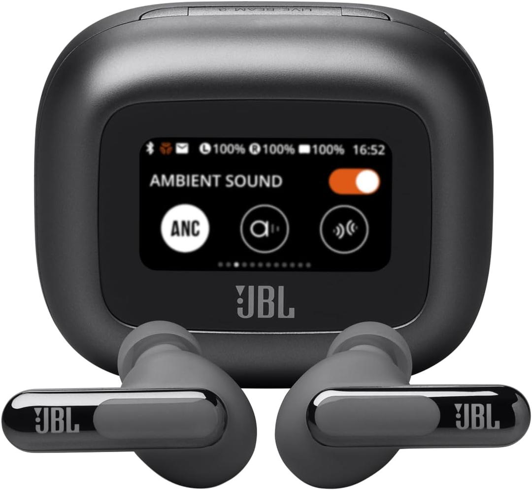 JBL Live Beam 3 - True Wireless Noise-Cancelling Stick-Closed Earbuds, 48Hrs Total Playback, Wireless Charging, 6 Mics for Perfect Calls, Multi-Point Connection, IP55 Waterproof and dustproof (Black)