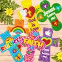 BeYumi Easter Glitter Cross Craft - 30Set Easter Religious Cross Craft Kit Sunday School Christian Faith DIY Glitter Mosaic Ornament Card Classroom Church Fun Activities Party Favors