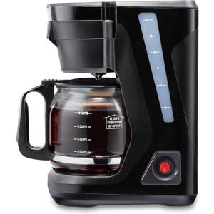 Proctor Silex FrontFill Drip Coffee Maker, 12 Cup Glass Carafe, Black and Silver (43680PS) (Compact)