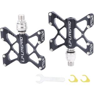 Folding Bicycle Pedal Aluminum Alloy Double Side Quick Release Pedal for Brompton pedel for dahon for Birdy Non-Slip Pedals (black)