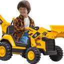 Kid Trax 12V CAT Backhoe Loader - Ride On Excavator Construction Toys for Boys w/Realistic Sounds, 2.5-5 mph Mini Bulldozer, Indoor/Outdoor Tractor Toys, Sturdy Toy Cars for Toddlers 3-6, Up to 66lbs