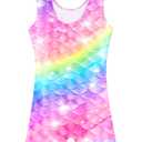 TFJH E Girls Leotard Gymnastic Apparel with Shorts Athletic Dancewear Unitard Rainbow Scale 90
