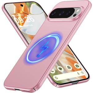 GRECAZO Magnetic Slim Bumper Case for Google Pixel 10 Pro/10, Dawn Pink