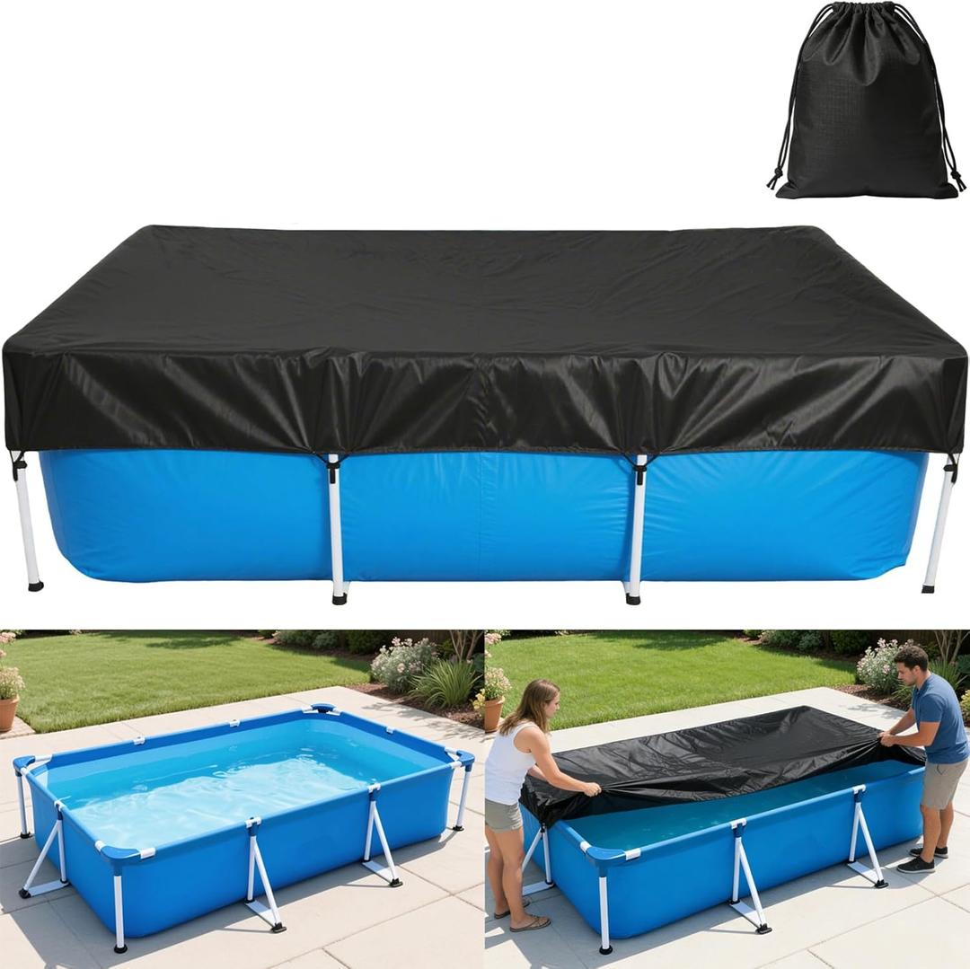 118 x 78 inch Rectangle Pool Cover 9.8 x 6.5 ft Rectangular Frame Pool Covers Garden Outdoor Above Ground Swimming Pool Shades Hot Tub Canopy Backyard Adult Pool Accessories