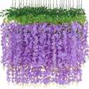 Waipfaru 12 Pack Wisteria Hanging Flowers, 3.6 Feet/Pcs Purple Wisteria Artificial Flowers, Fake Wisteria Flowers Garland, Hanging Vines for Bedroom Wedding Home Party Wall Decoration