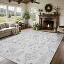 Washable Rugs 8x10 Area Rugs for Living Room,Ultra Soft Faux Wool Retro Carpets,Non Slip Backing,Durable Edge Binding,Stain Resistant,The Large Carpet for Bed Room,Dining Room,Office Decor