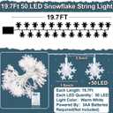 2 x TURNMEON [ Timer 19.7 Ft 50 LED Snowflake Lights Decor, Battery Operated Fairy String Christmas Tree Lights Decorations Outdoor Indoor Xmas Party Home Bedroom Wedding Holiday Garden Decor(Warm White)
