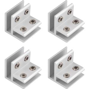 4pcs Aluminum Alloy Glass Clamp, 5-8mm Thick Glass, 90 Degrees, Silver