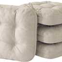 Chair Cushions for Dining Chairs, Foam Dining Chair Cushions, Tufted Indoor Chair Pads, Set of 4, 16.5' x 16.5' x 3.5', Beige