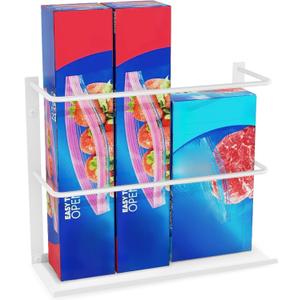 White Kitchen Wrap Organizer Door Mount, Aluminum Foil Holder Cabinet Door Organizer Cabinet Storage Basket for Kitchen Wrap/Food Bag Storage (1 Pack)