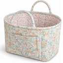 Quilted Laundry Basket with Handles - Multi-Purpose Fabric Storage BasketBoho Fabric Storage Baskets with Handles for Car, Home & Nursery - Collapsible Square Organizer (Blooming Flowers)
