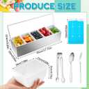 Mifoci 1 Pack Stainless Steel Chilled Condiment Server 5 Removable Slot Toppings Containers with Lid and Bottom Ice Bar Garnish Tray with 9 Silverwares 4 Ice Boxes for Christmas Party, Events and Bar, as shown in the picture