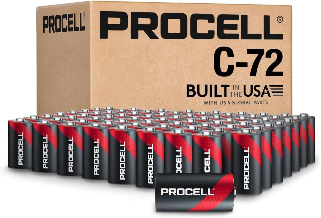 PROCELL C Cell Long-Lasting Alkaline Batteries (72 Pack) Built in The USA, 10-Year Shelf Life, Bulk Value for All Professional Devices - C Batteries Bulk Pack