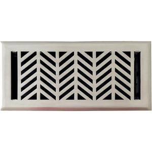 Empire Register Co, Decorative Air Vent Covers - 4x10 inch, Chevron Design, Brushed Nickel Finish, Heavy Duty Walkable Floor Register, Metal Damper Attached