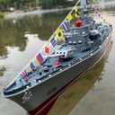 23.6" Inch Remote Controlled Warship Battleship 10km/h 4WD 2.4G RC Controlled Ship 1:390 Scale On Water Lakes Pools Exhibits Models for 14Y+, 23.6 inches x 4.5 inches x 7.5 inches