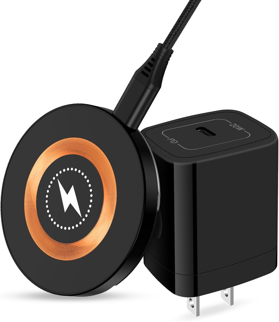 Samsung S25 Magnetic Wireless Charging Pad for Galaxy S25 Ultra Plus S24 FE S23 Ultra,15W Magsafe Wireless Phone Charger Station with USB C Charger Block for iPhone 17 16e 15 Pro Max Pixel 10 9a 8 Pro