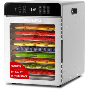 Commercial Food Dehydrator 10 Trays, 9.1ft Large Capacity Food Dryer Machine for Jerky, 800W Food Dryer with 194F Temp & 24H Time Control for Herbs, Fruit, Meat, Yogurt