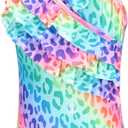 Moon Tree Girls One Piece Swimsuits Ruffle Swimwear Beach Bathing Suit 15/16 Years (Blue, S)