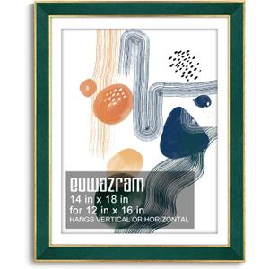 Suede 14x18 Frame - Single Frame, Christmas Elegant Green 14 x 18 Poster Frame with Mat for 12x16, 14x18 Picture Frames for Artwork, Puzzles, Photos and Movie Posters