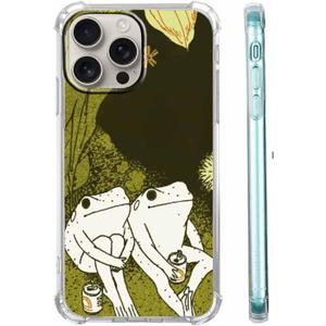 Cute Frogs Case for iPhone 16 Pro,Aesthetic Animal Pattern,Cool Soft TPU Bumper Case Compatible with iPhone 16 Pro