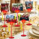 24 Pcs Graduation Cap Photo Holder with Wooden Base Wire Picture Clip Red Grad Table Number Holders Bulk Graduation Cap Decorative Card Holder for Class of 2026 Centerpieces Grad Party Supplies