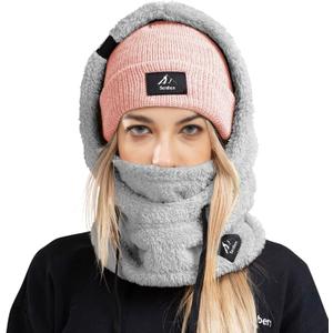 Senllen Balaclava Cold Weather Fleece Windproof Ski Mask Winter Breathable Thermal Face Mask Neck Warmer Scarf Helmet Hood (One Size, Grey)