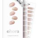 ohora Semi Cured Gel Nail Strips (N Mild Latte) - Nude, Ombre, Works with Any UV/LED Lamps, Salon-Quality, Long Lasting, Easy to Apply & Remove - Includes 2 Prep Pads, Nail File & Wooden Stick