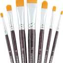 Transon 7pcs Artist Filbert Paintbrush Set for Acrylic Watercolor Gouache Oil and Body Painting