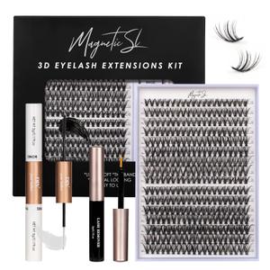 Lash Clusters DIY Lash Extensions Kit 320pcs Individual Lashes Clusters 30D 40D D-Curl Eyelash Extension Kit with Applicator and Lash Bond&Seal,Clusters Lash Glue Remover Mix 10-16mm (30D+40D-320 KIT)