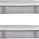 Amazon Basics Under Bed Fabric Zipper Blanket Storage Container Bags with Window and Handles, 2-Pack, 18 x 42 x 6 inches, Gray