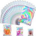 100 Pcs Mylar Bags, Holographic Bags, Resealable Bag for Small Business, Packaging, Sample Bag for Pen, Gift, Jewelry, Snack, Bracelets, Mothers Day Gifts (5.5x7.9in)