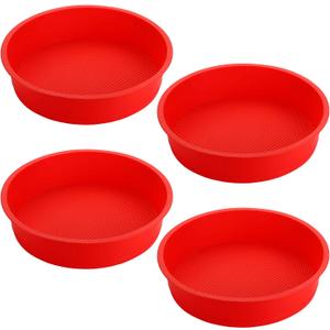 Bekith 4 Pack 9" Round Silicone Cake Pans - Silicone Molds for Baking, Quick Release for Layer, Cheese, Rainbow and Chiffon Cakes