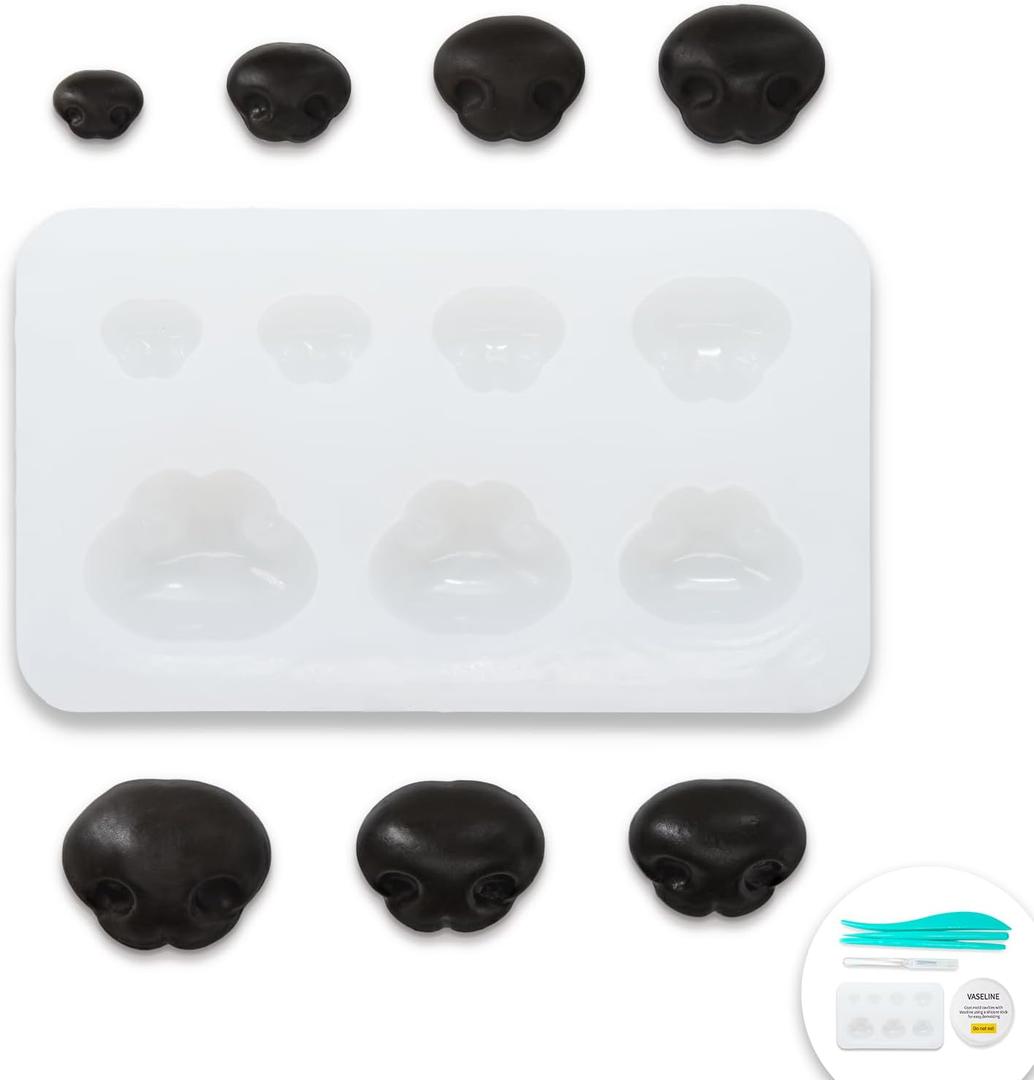 Nuvretk 7 Cute Silicone Molds for Needle Felting - Dog Nose Shapes for Stuffed Animals, DIY Crafts, and Accessories (Triangle)