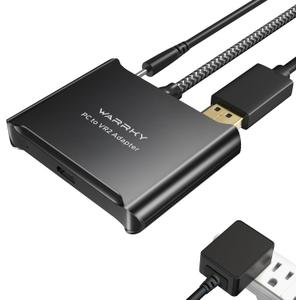 Warrky PSVR2 PC Adapter, PSVR2 Accessories [Aluminum Shell, Upgraded IC] Compatible with PSVR2, AR Glasses, Portable Monitor, DP 1.4 Cable 15W AC Power Supply Included - Black