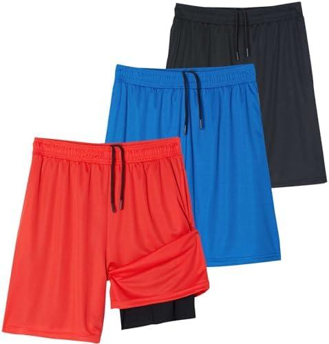Real Essentials 2 Pack: Men's 2 in 1 Mesh 7" Running Workout Gym Shorts with Compression Liner (Also in Big & Tall) (Red and Black, XL) Real Essentials 2 Pack: Men's 2 in 1 Mesh 7" Running Workout Gym Shorts with Compression Liner (Also in Big & Tall) (Red and Black, XL)
