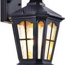 Outdoor Wall Light Fixture Porch Light with Motion and Dusk-to-Dawn Sensors, Waterproof Anti-Rust Aluminum Sconce with Tempered Water Ripple Glass, for House Garage Porch (Black)