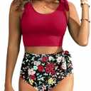 Two Piece High Waisted Swimsuits - Women Tummy Control Bikini Modest Bathing Suit 2PC 2025, L