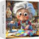 Sewing Machines 1000 Piece Puzzle for Adults, PICKFORU Sew It with Love Jigsaw Puzzle, Challenging Colorful Grandma Quilt Patchwork Theme as Home Decor