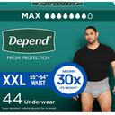Depend Fresh Protection Adult Diapers, Incontinence Underwear for Men, Disposable, Maximum, ExtraExtraLarge, Grey, 44 Count (2 Packs of 22)