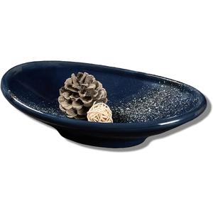 Oval Ceramic Decorative Bowl, Key Dish for Entryway Table, Small Home Decor Accent, Trinket Tray for Office Home Decor Gift (10'' Starrysky Blue with Glaze Layer)
