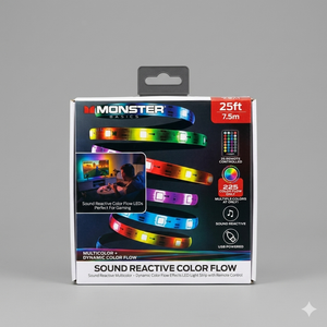 Monster Smart 25ft LED Strip Lights, Multicolor LED Lights for Bedroom, Sound Reactive, App & Voice Control