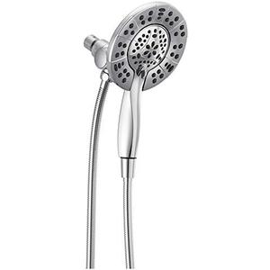 Delta 4-Setting In2ition 2-in-1 Dual Shower Head with HandHeld Spray, Chrome Detachable Shower Head with Hose, Showerhead, 1.75 GPM Flow Rate, Chrome 58499