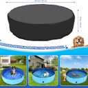 Tufmunb 120 inch Foldable Dog Pet Bath Pool Cover, Portable Round Collapsible Pool Cover with Oxford Cloth Material and Drawstring Design for Dog Pet Pool, Waterproof and Dustproof (Black)