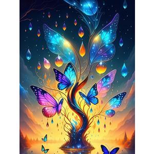 2 x DIYGEMDOT 5D Tree of Life Diamond Art Kits for Adults, Colorful Butterfly Tree Diamond Painting Sets for Adults Beginners, Full Round Drill Dot DIY Gem Art Crafts Home Wall Decor & Gift - 12x16 Inches