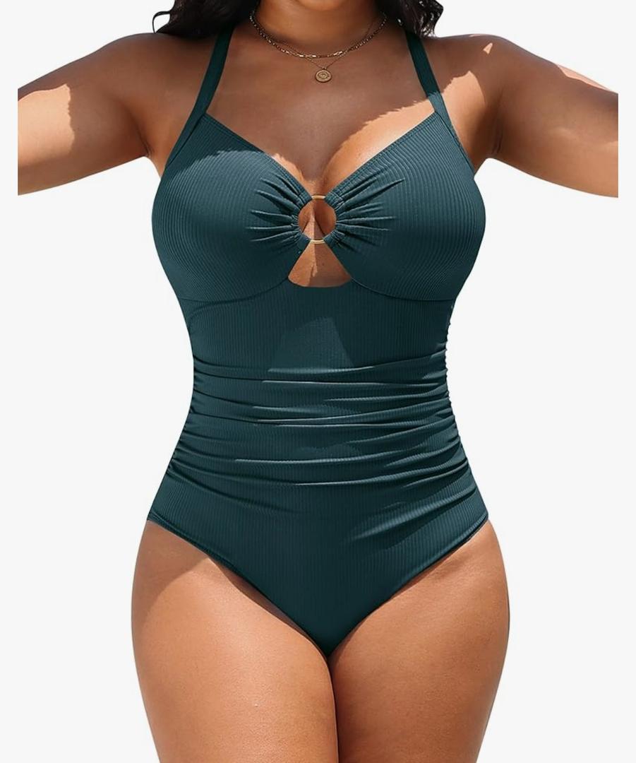 Blooming Jelly Womens One Piece Swimsuit Slimming Tummy Control Bathing Suit Shapewear Full Coverage Swim Suit M