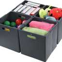 Plastic Storage Cubes Bin, Foldable Cubby Cubes with Handles, Pack of 4
