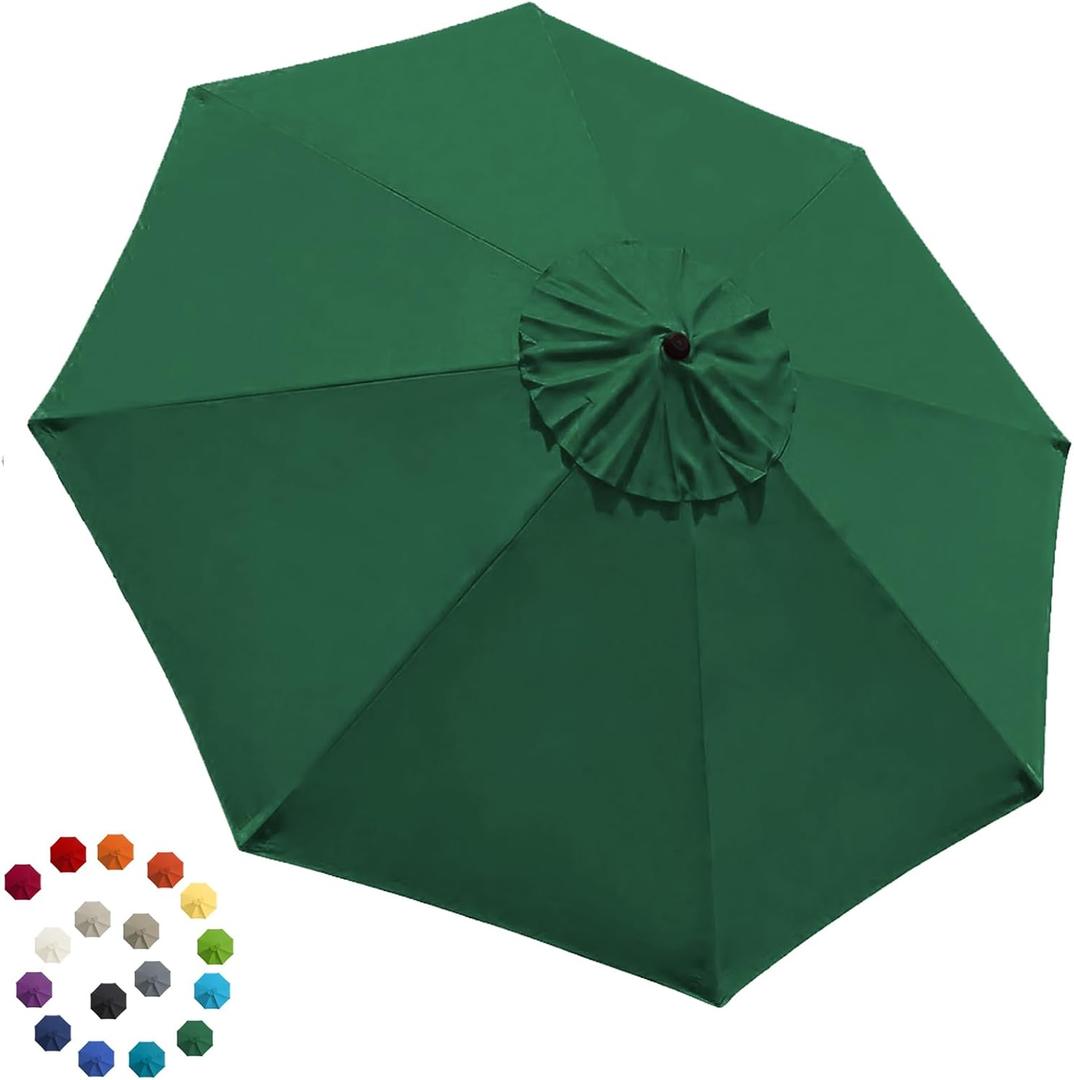 EliteShade USA 9FT Patio Umbrella Replacement Covers 8 Ribs Market Umbrella Canopy Cover (CANOPY ONLY) (Forest Green)