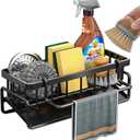 Kitchen Sink Organizer Sponge Holder, CITZCFYU Stainless Steel Sink Sponge Caddy for Kitchen 30°Tilt Sink Self-Drainage, Sink Caddy with Dish Brush Holder, Removable Dishcloth Rack for Kitchen Storage